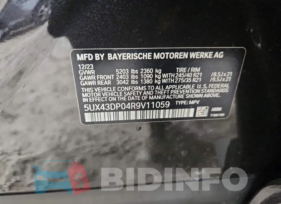 5UX43DP04R9V11059 Photo# 12
