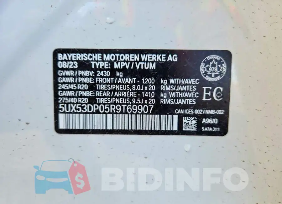 5UX53DP05R9T69907 Photo# 14