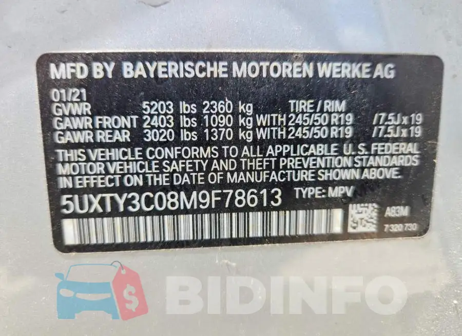 5UXTY3C08M9F78613 Photo# 13