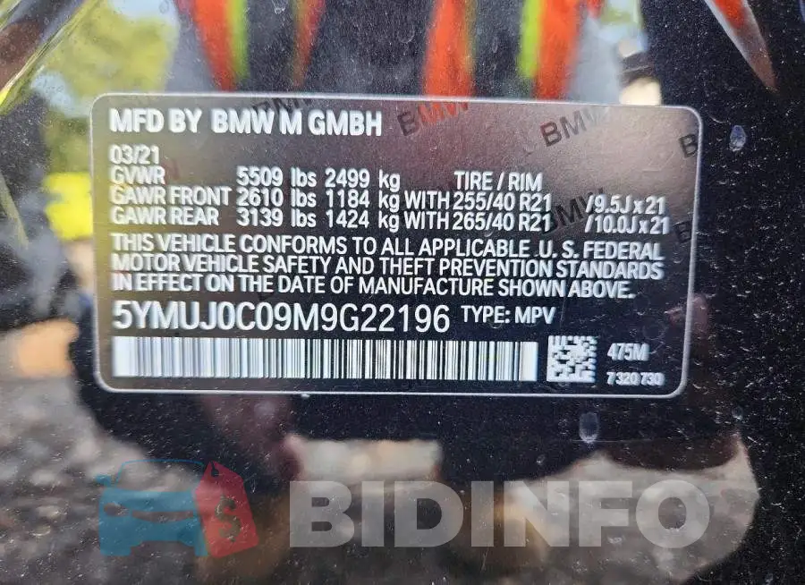 5YMUJ0C09M9G22196 Photo# 13