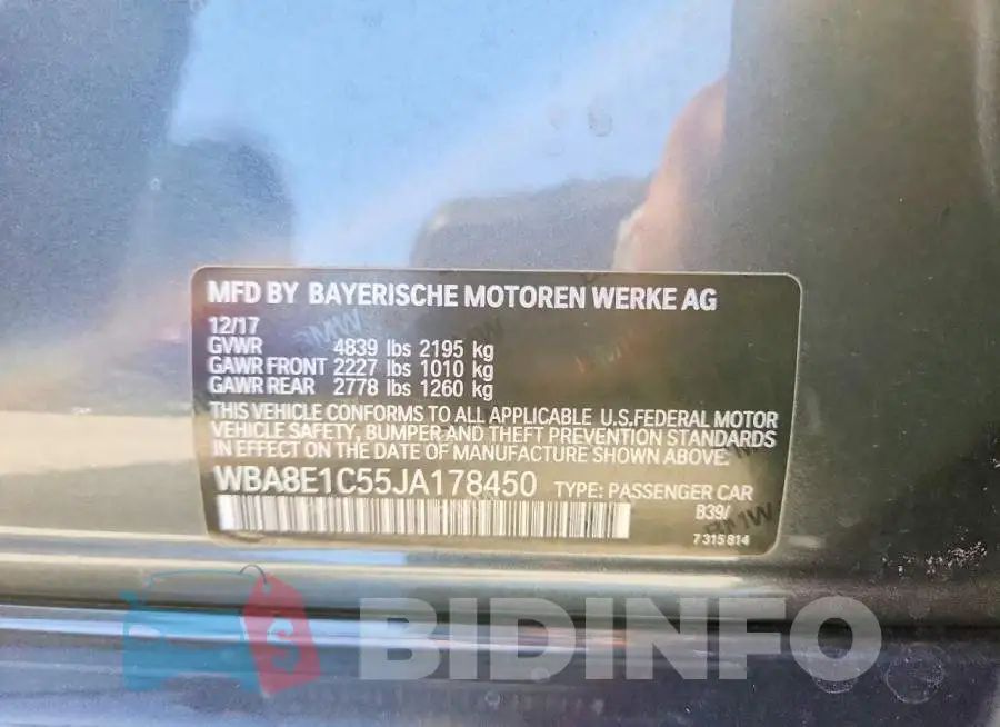 WBA8E1C55JA178450 Photo# 12