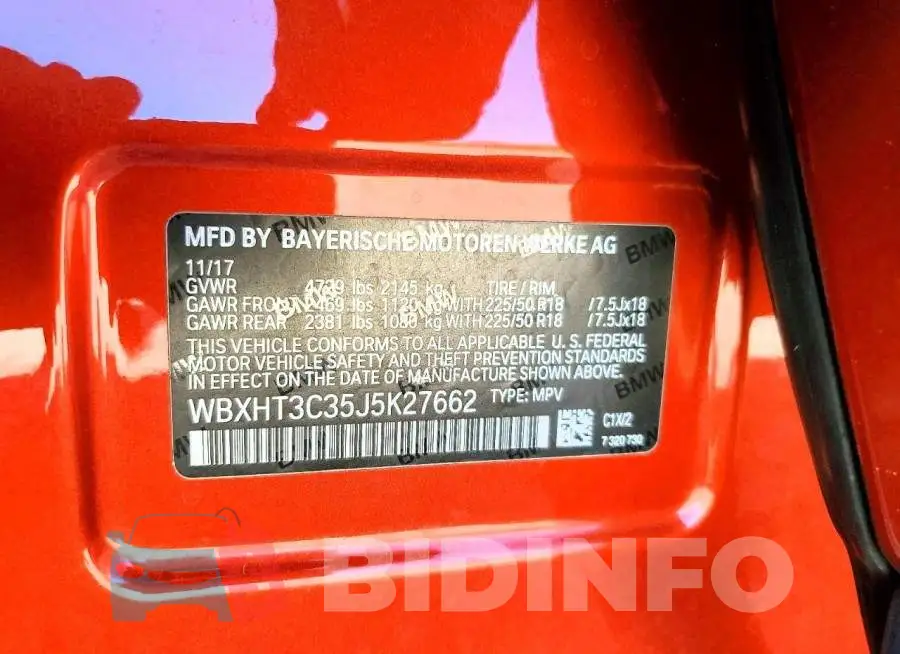 WBXHT3C35J5K27662 Photo# 13