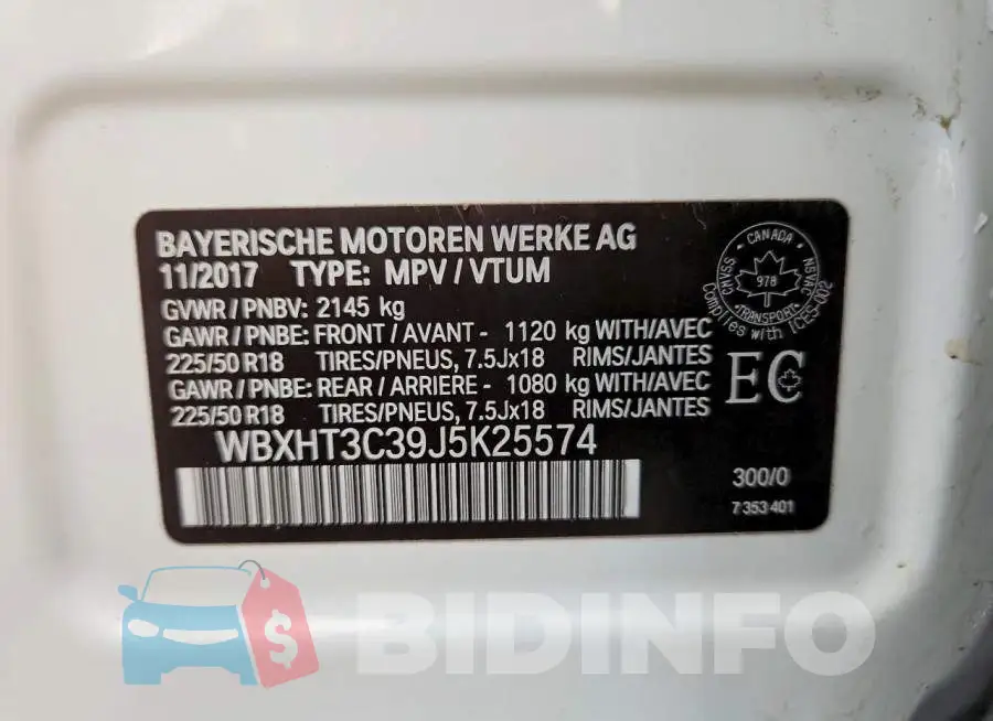 WBXHT3C39J5K25574 Photo# 13
