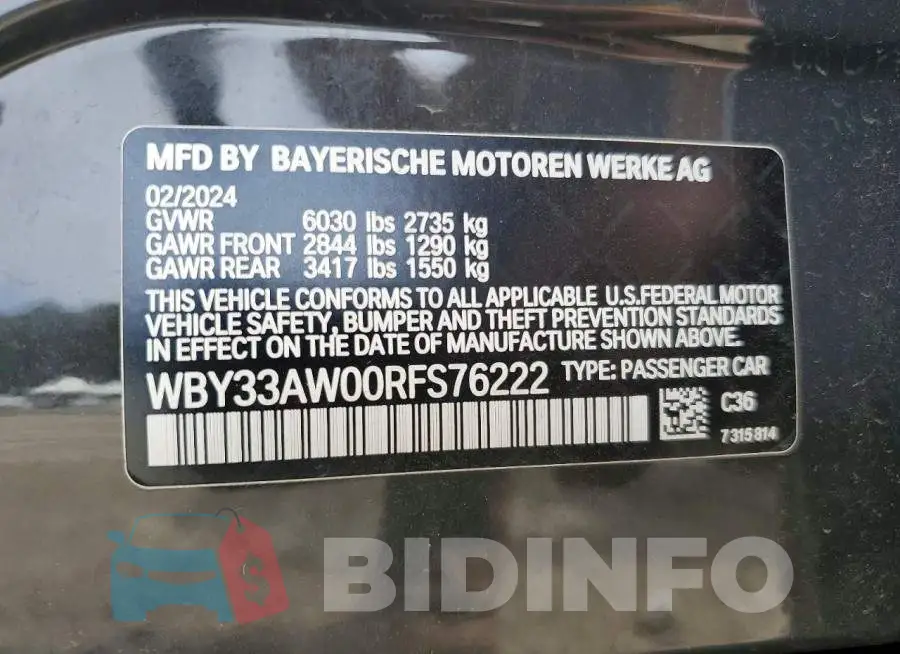 WBY33AW00RFS76222 Photo# 13