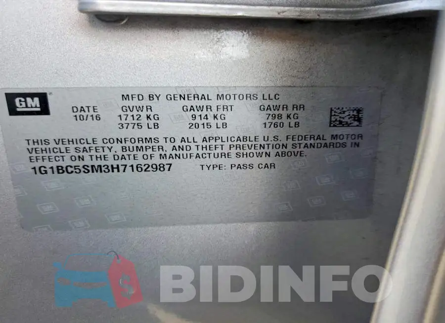 1G1BC5SM3H7162987 Photo# 12