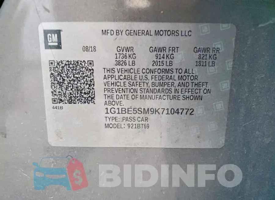 1G1BE5SM9K7104772 Photo# 12