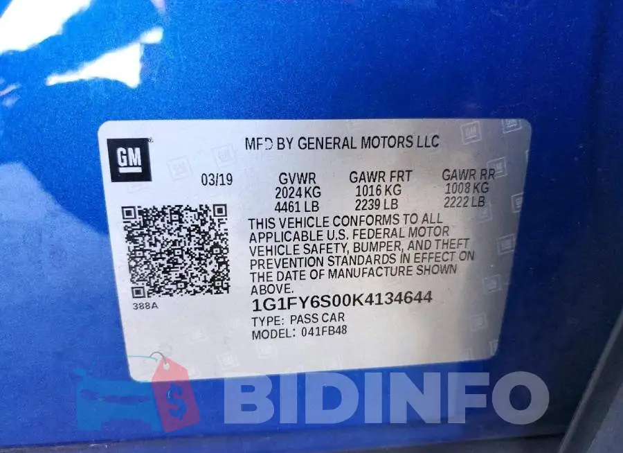 1G1FY6S00K4134644 Photo# 12