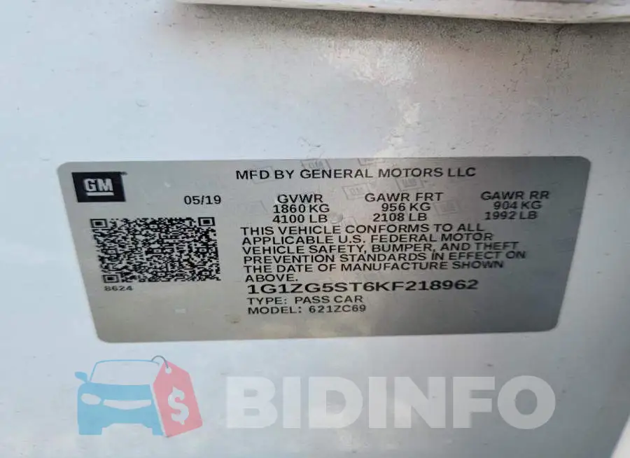 1G1ZG5ST6KF218962 Photo# 12
