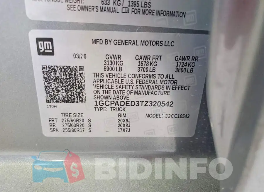 1GCPADED3TZ320542 Photo# 12