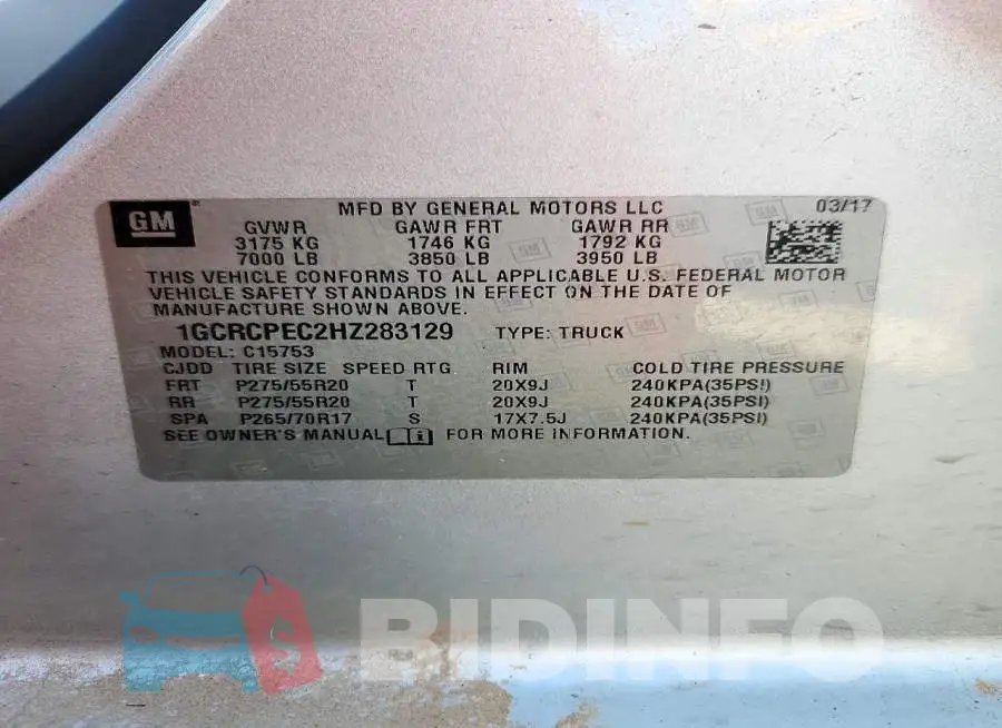 1GCRCPEC2HZ283129 Photo# 12