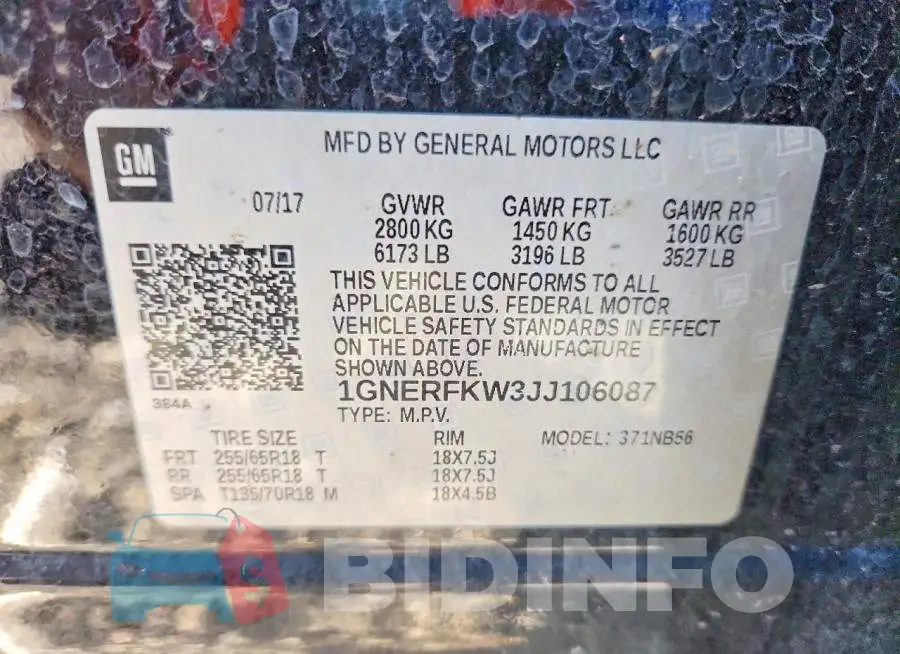 1GNERFKW3JJ106087 Photo# 13