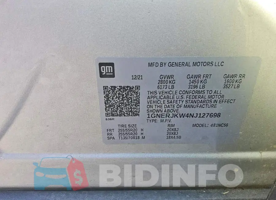 1GNERJKW4NJ127698 Photo# 13