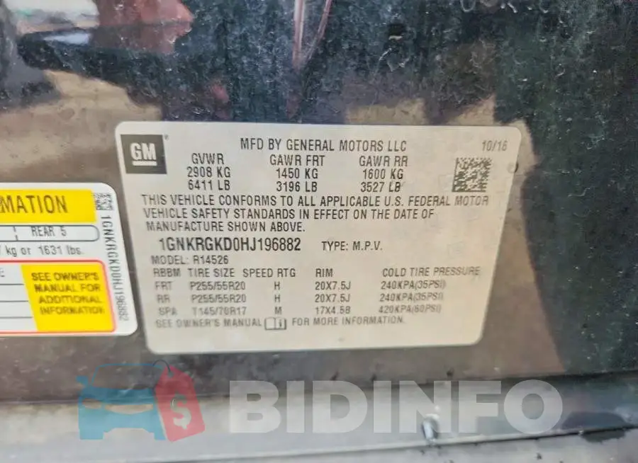 1GNKRGKD0HJ196882 Photo# 13