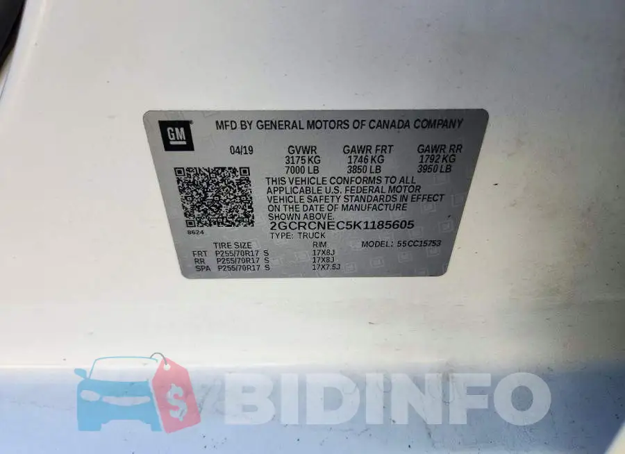 2GCRCNEC5K1185605 Photo# 12