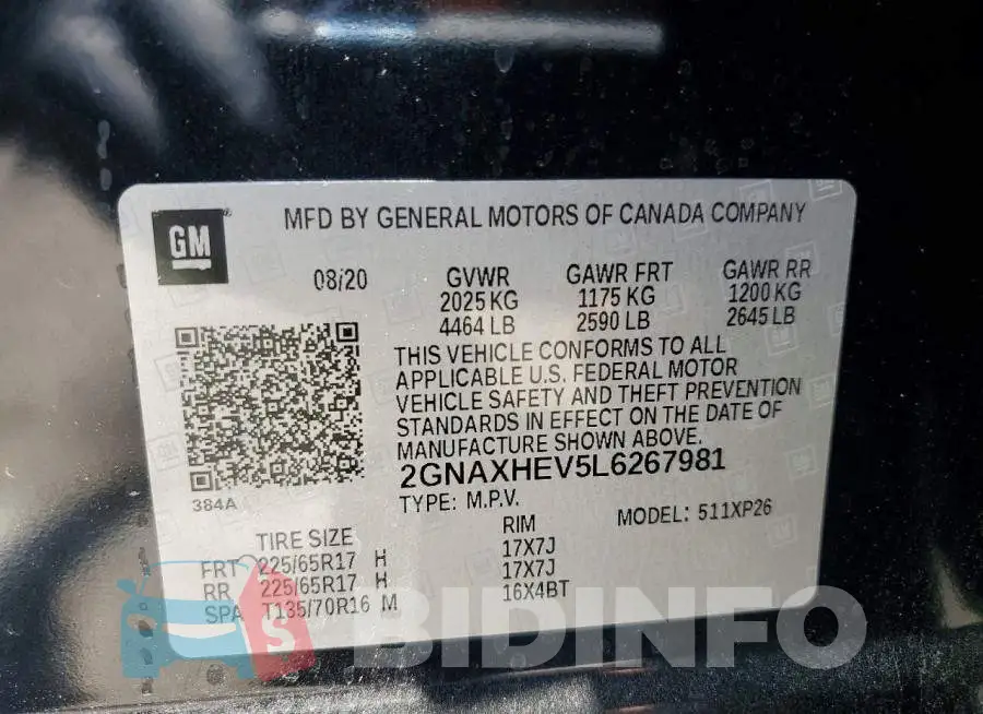 2GNAXHEV5L6267981 Photo# 13
