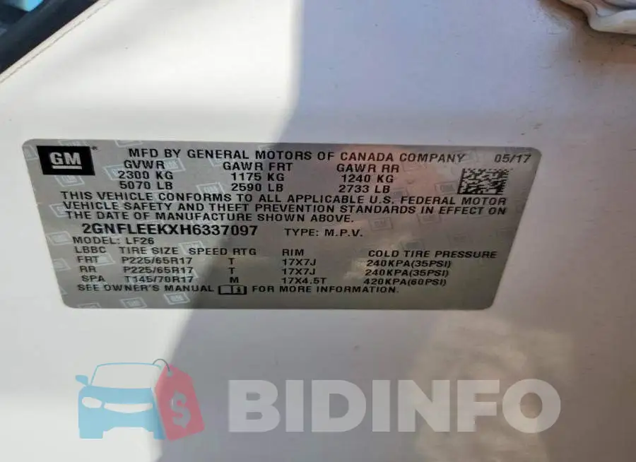 2GNFLEEKXH6337097 Photo# 14
