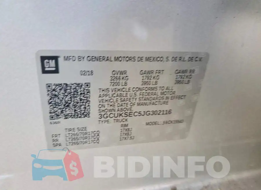 3GCUKSEC5JG302116 Photo# 12