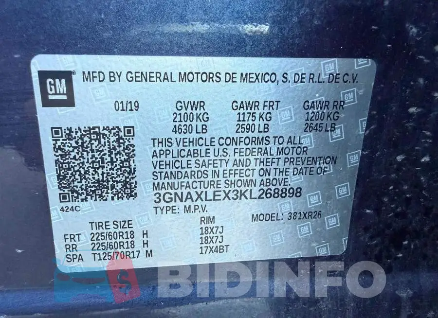 3GNAXLEX3KL268898 Photo# 10