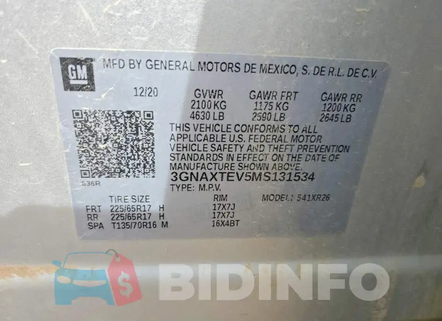 3GNAXTEV5MS131534 Photo# 13