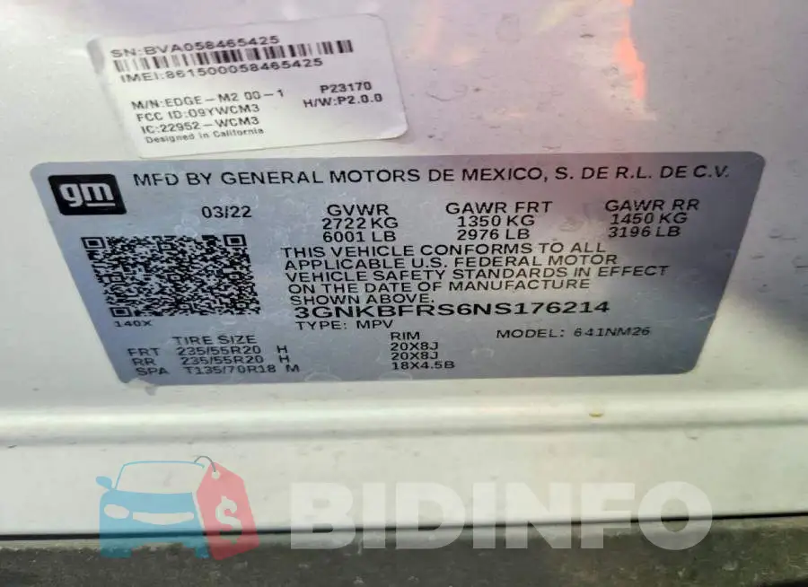 3GNKBFRS6NS176214 Photo# 13
