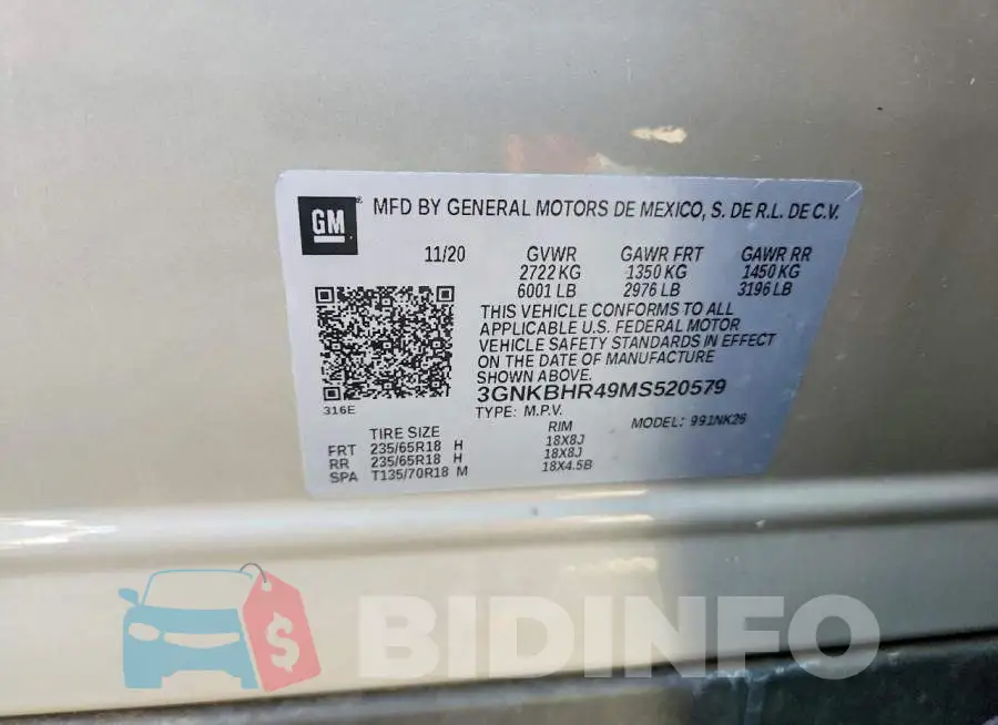 3GNKBHR49MS520579 Photo# 13