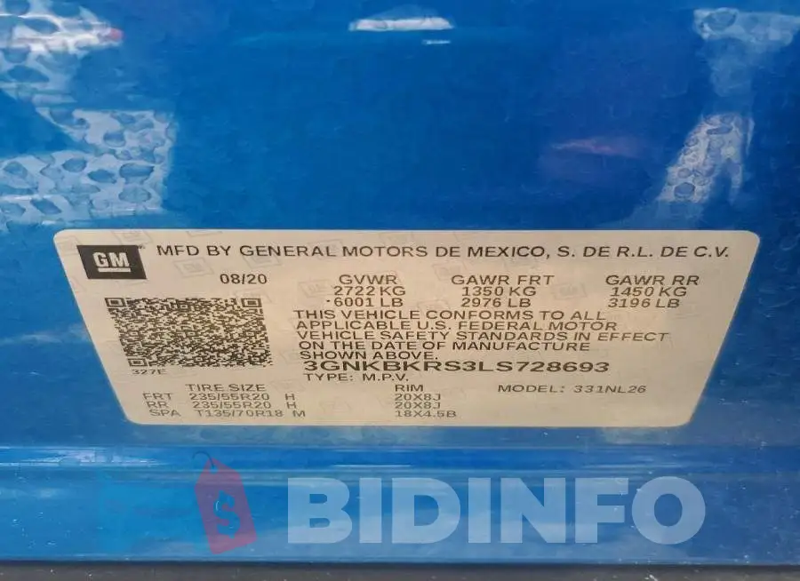 3GNKBKRS3LS728693 Photo# 13