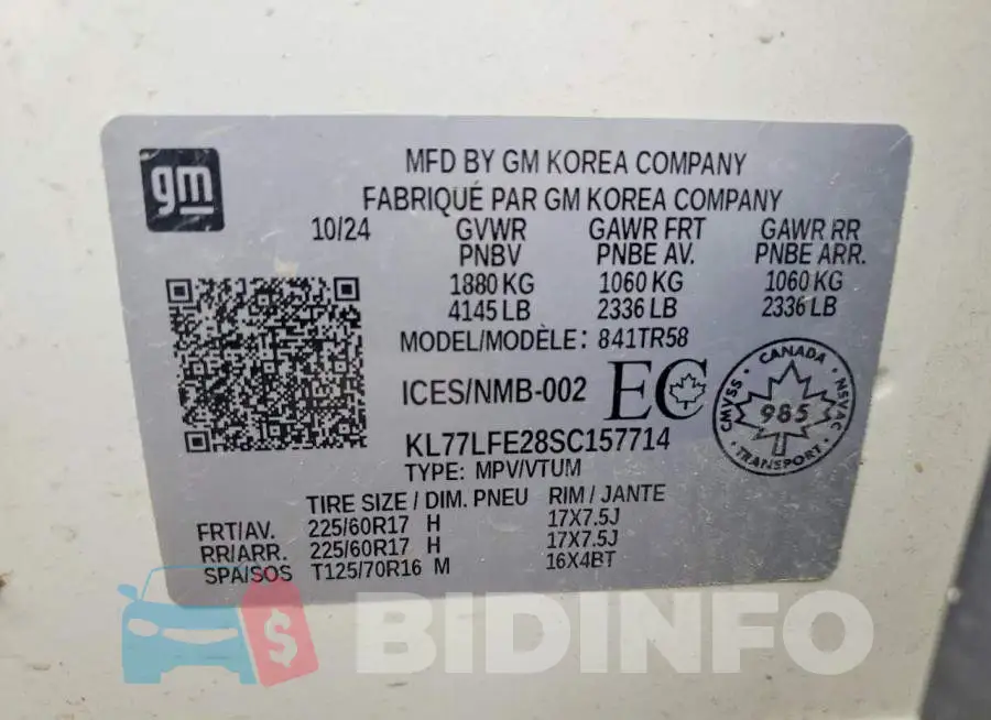 KL77LFE28SC157714 Photo# 14
