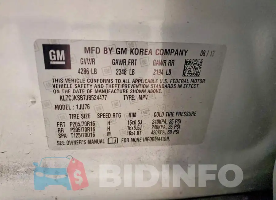 KL7CJKSB7JB524477 Photo# 13