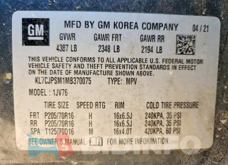 KL7CJPSM1MB370075 Photo# 14