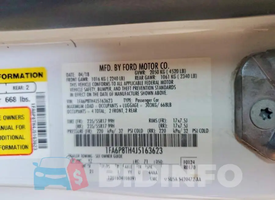 1FA6P8TH4J5163623 Photo# 12