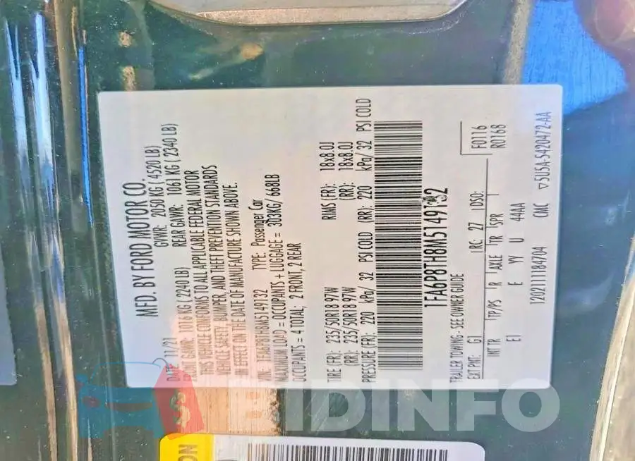 1FA6P8TH8M5149132 Photo# 12