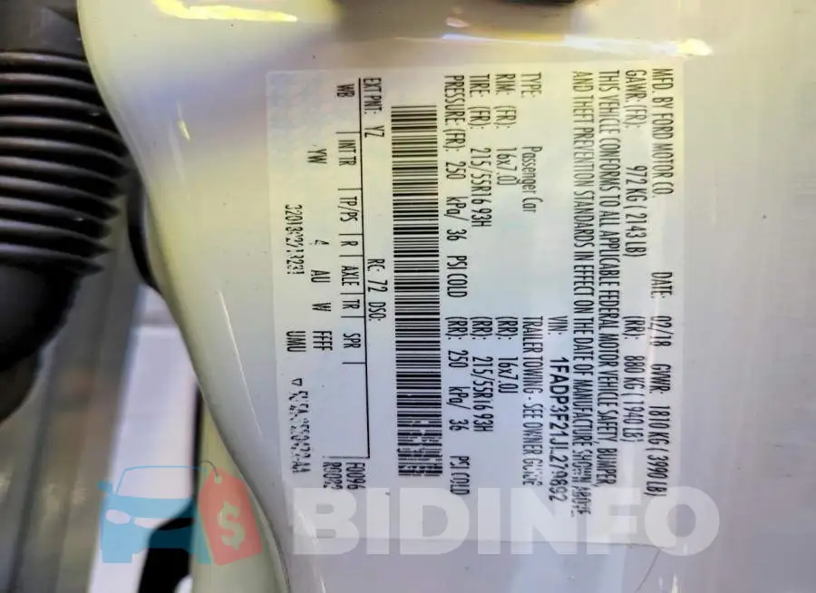 1FADP3F21JL279892 Photo# 12