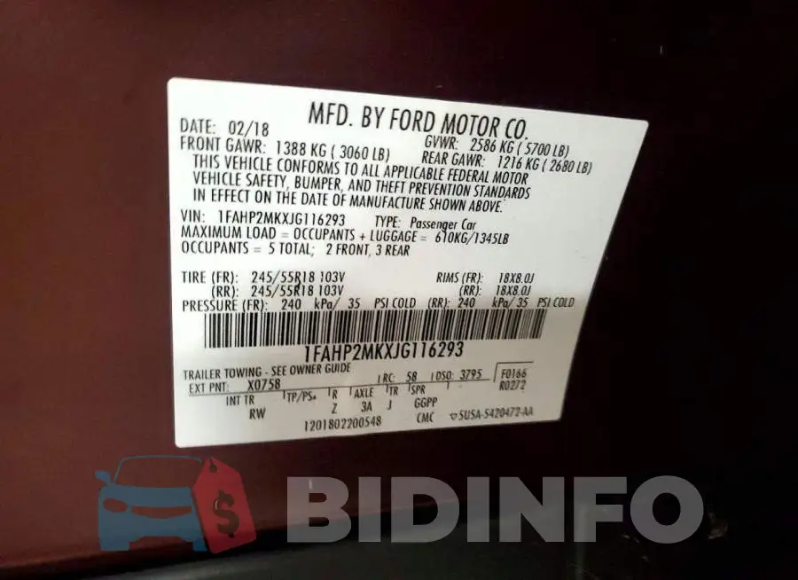 1FAHP2MKXJG116293 Photo# 12