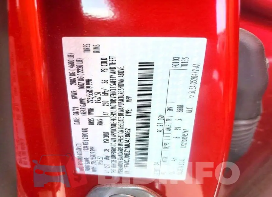 1FMCU0BZ1MUA18062 Photo# 13