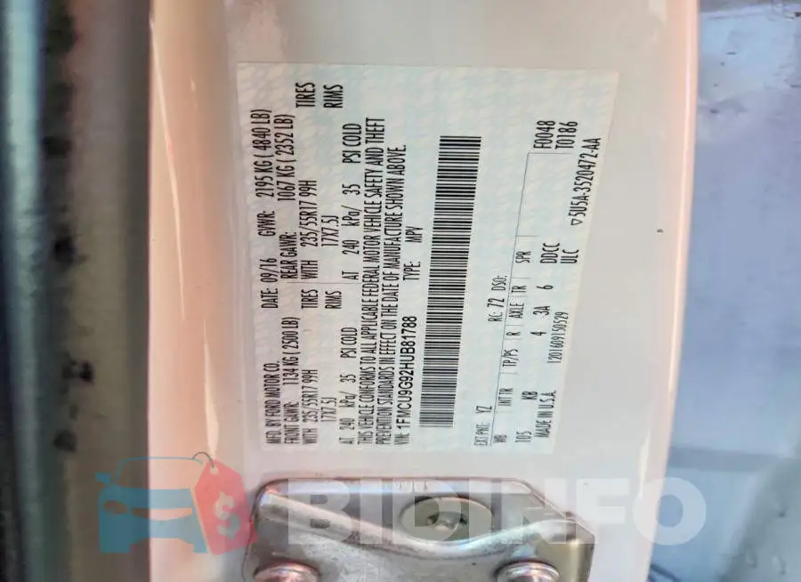 1FMCU9G92HUB81788 Photo# 12