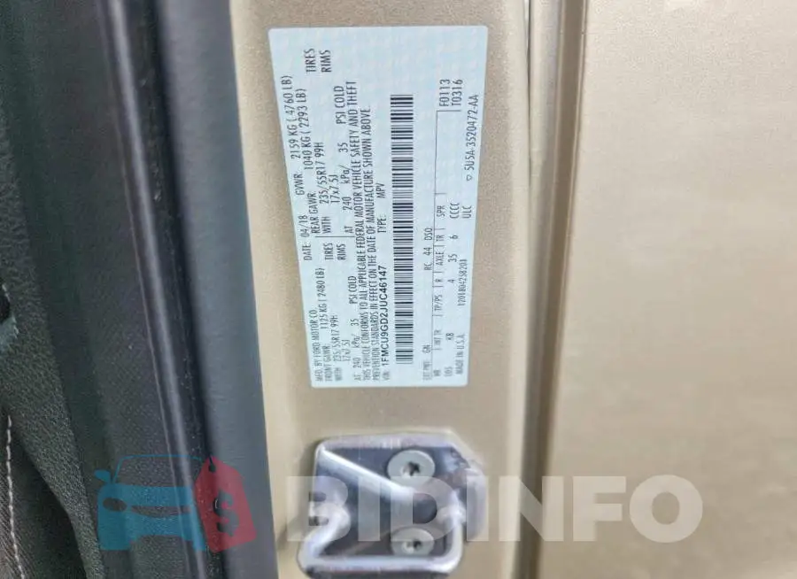 1FMCU9GD2JUC46147 Photo# 12