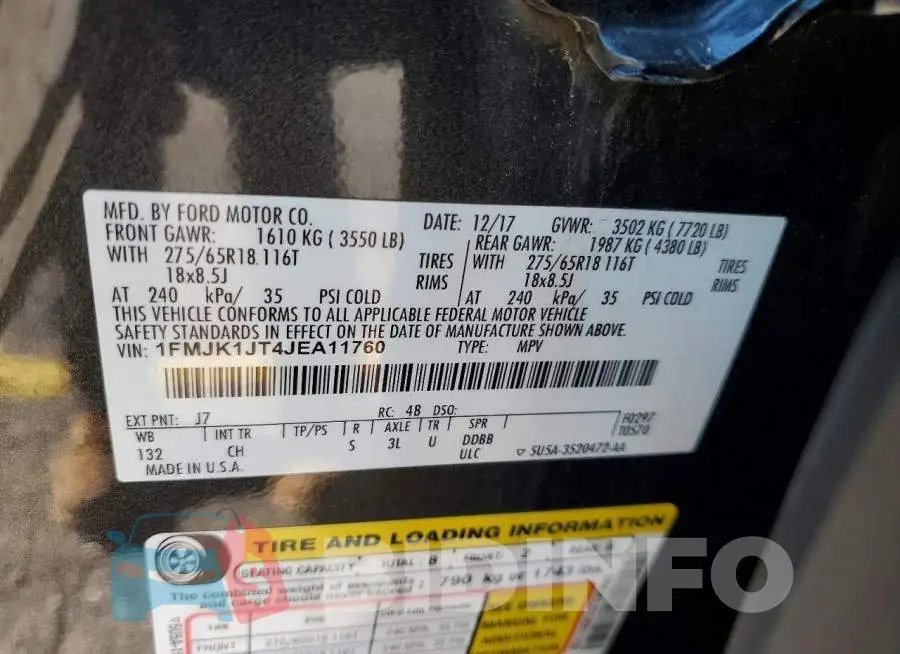 1FMJK1JT4JEA11760 Photo# 14