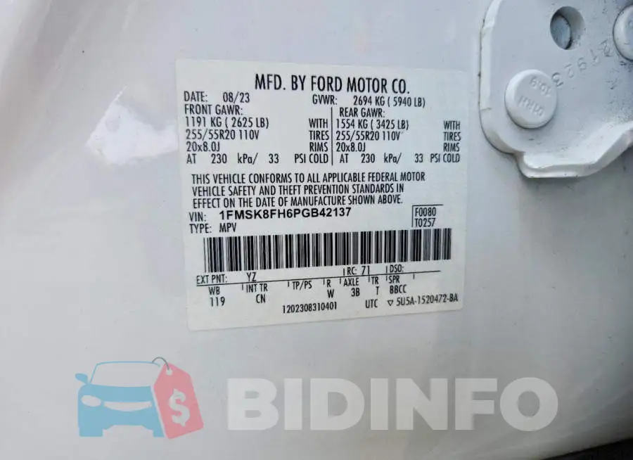 1FMSK8FH6PGB42137 Photo# 13