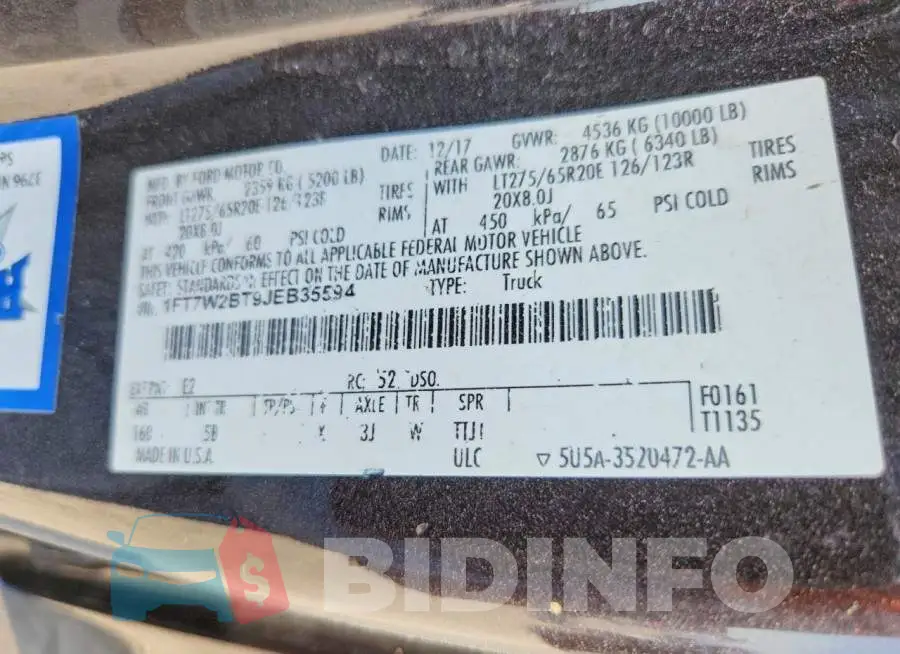 1FT7W2BT9JEB35594 Photo# 12