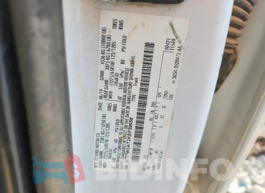 1FT7W3AT2KEF59658 Photo# 12