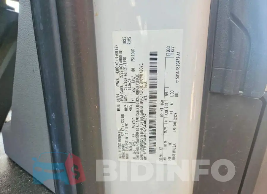 1FTBW3XM0KKA46257 Photo# 12