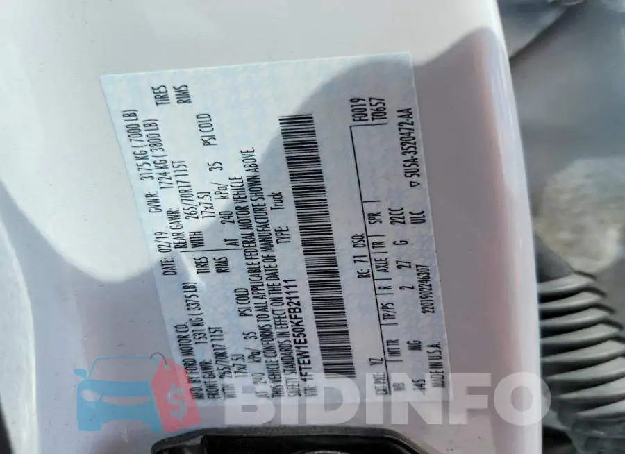 1FTEW1E50KFB21111 Photo# 13
