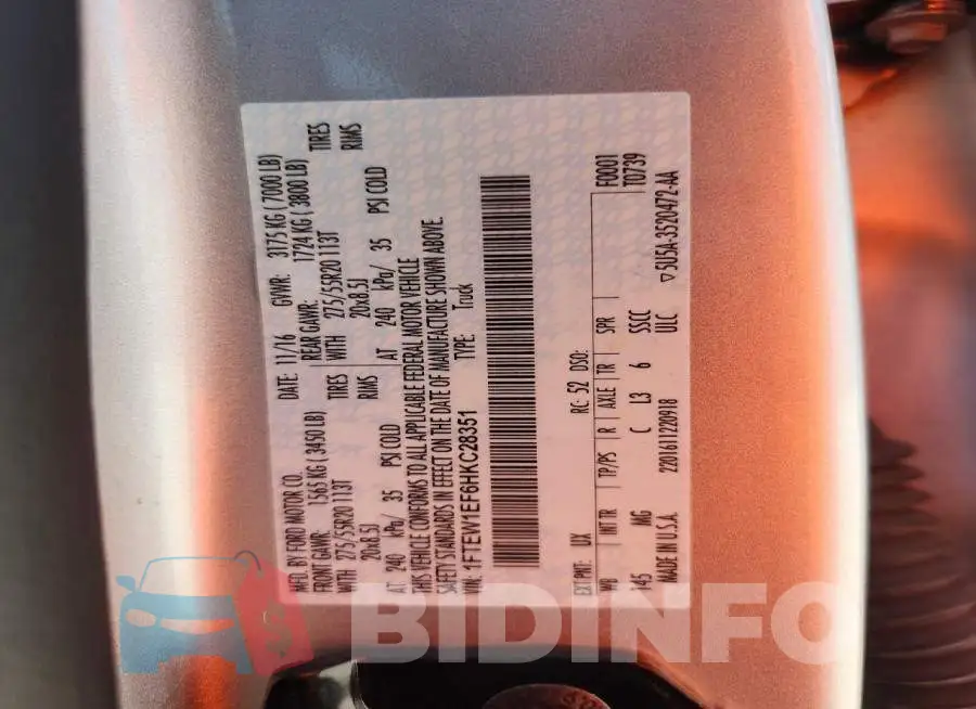 1FTEW1EF6HKC28351 Photo# 12