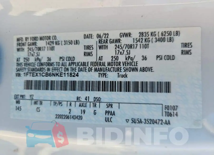 1FTEX1CB6NKE11824 Photo# 12