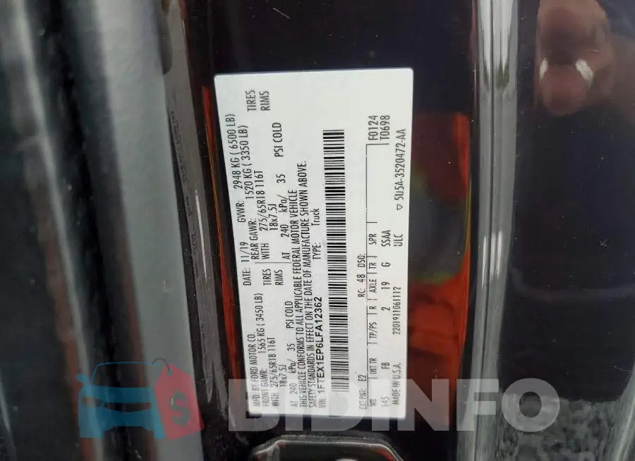 1FTEX1EP6LFA12362 Photo# 12