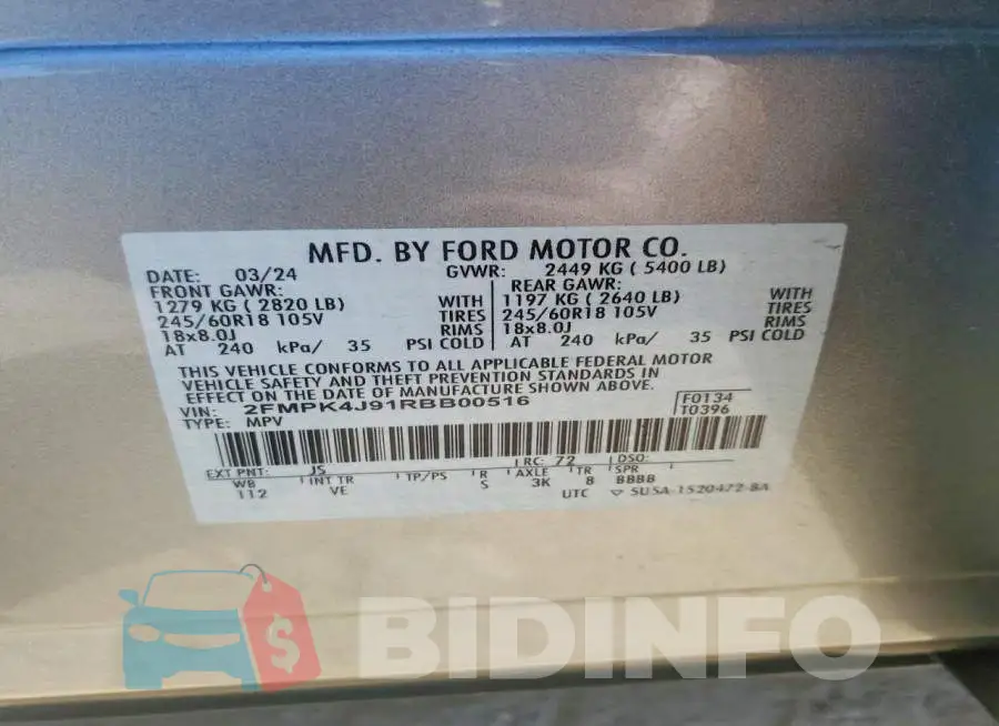 2FMPK4J91RBB00516 Photo# 12