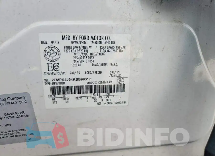2FMPK4J94KBB98317 Photo# 12