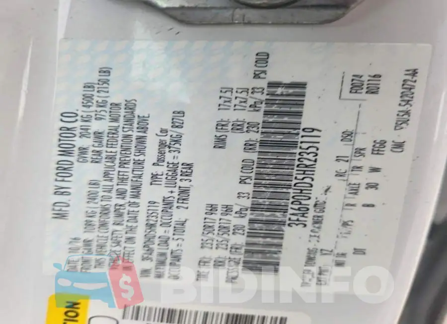 3FA6P0HD5HR235119 Photo# 12