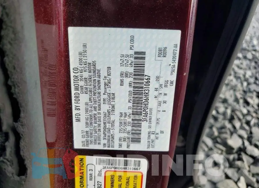3FA6P0HD6HR310667 Photo# 12