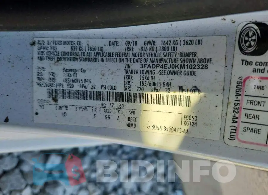3FADP4EJ0KM102328 Photo# 12